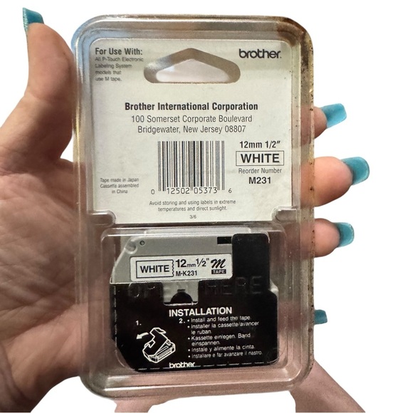 Brother M-231 Label Tape | 1/2" White w/ Black Text | Vintage P-Touch Refill - Picture 6 of 12